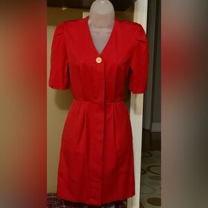 VTG 80’s Albert Nipon modern RED midi with pockets size 4 classic 80’s design